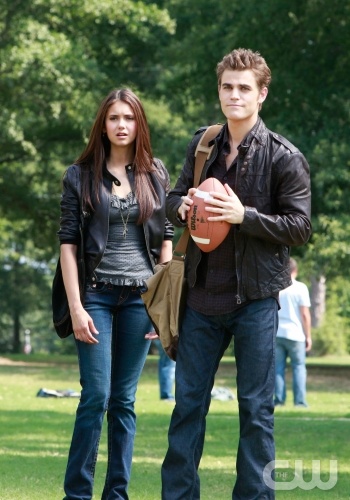 Nina Dobrev as Elena and Paul Wesley as Stefan in The CW's THE VAMPIRE 